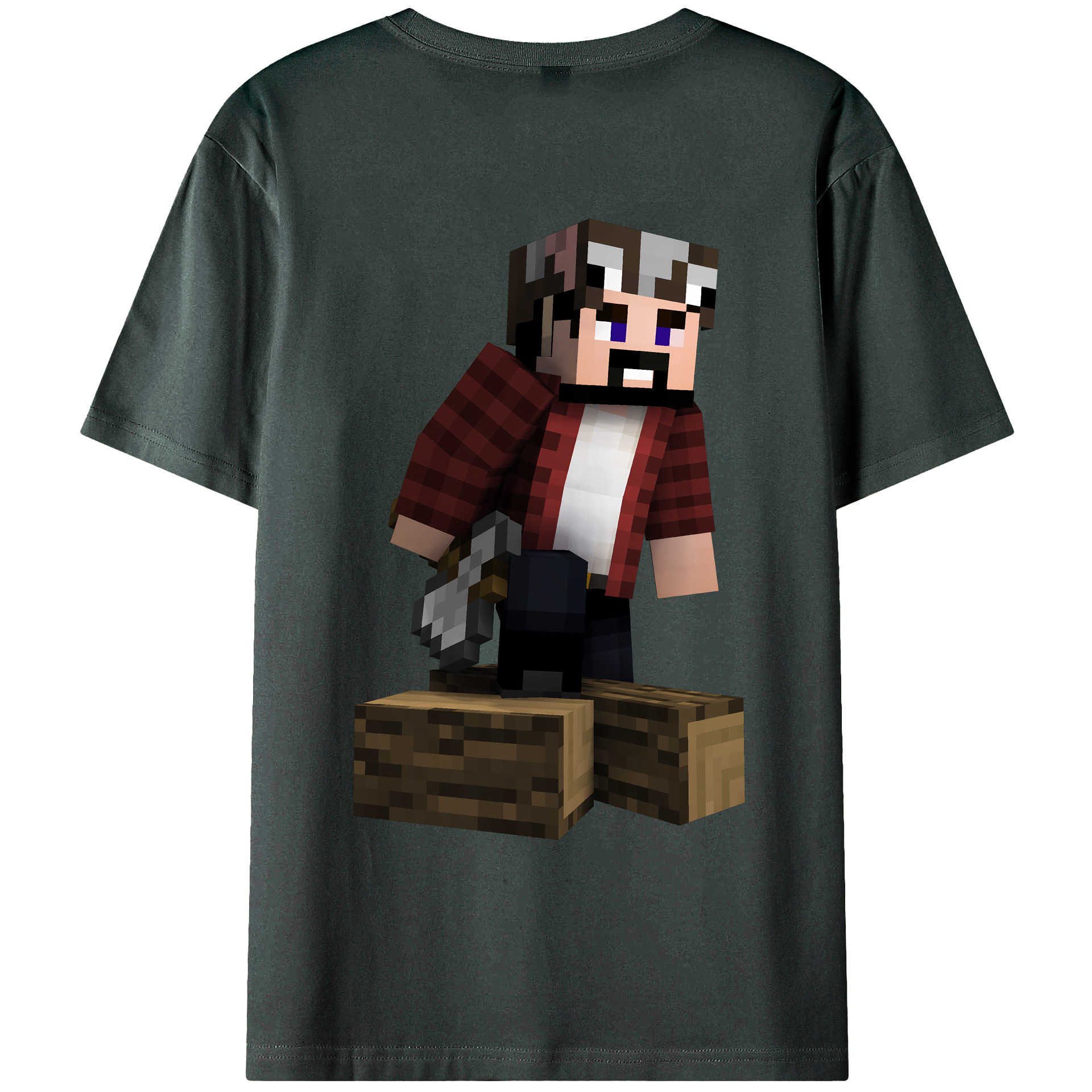 （画像用） マインクラフト ブロックの世界 Minecraft MC Block world 綿100％ メンズ半袖Tシャツ（バックプリント） 通気性
